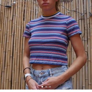 Urban outfitters striped cropped t shirt retro